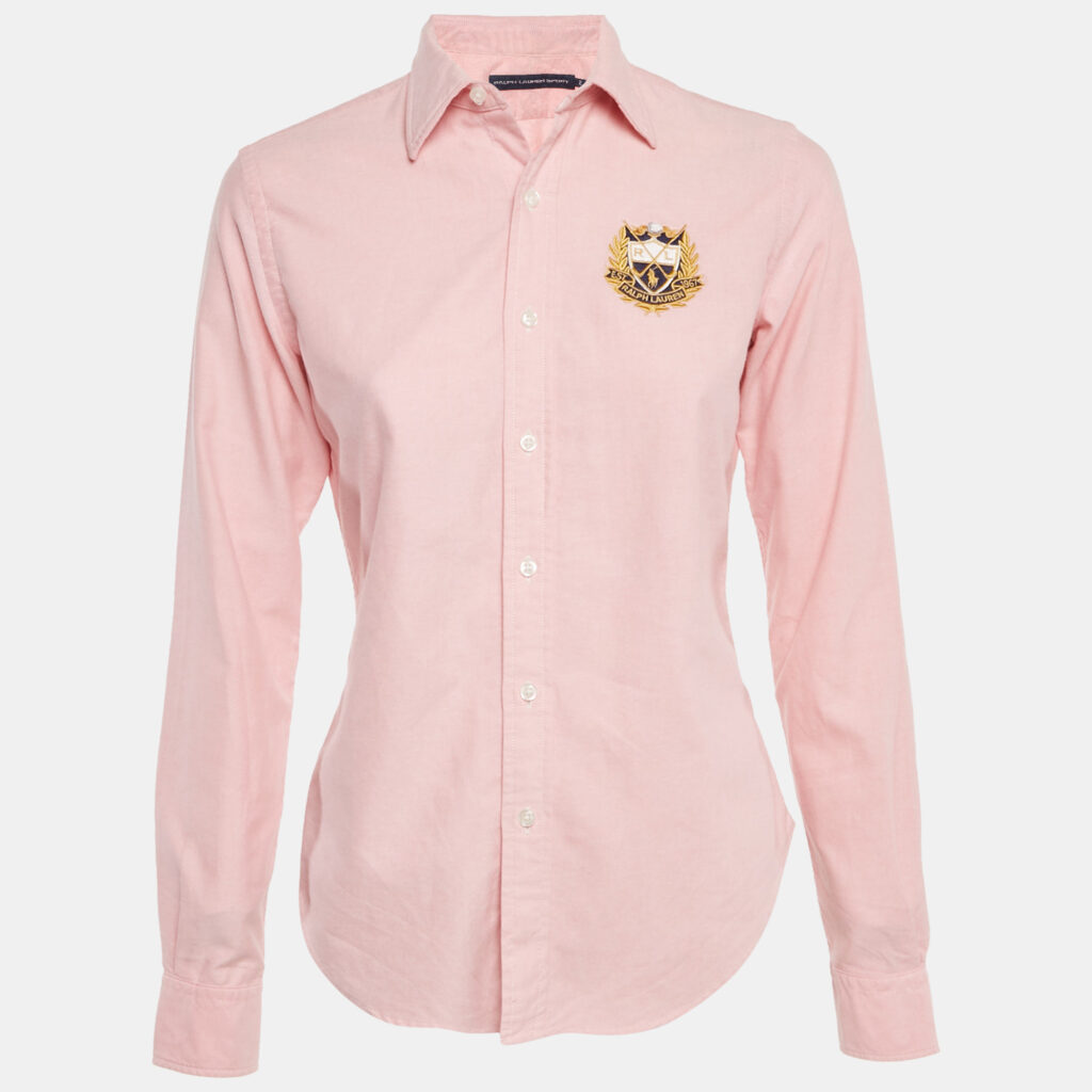 Ralph Lauren Sport Pink Cotton Button Front Shirt S Ralph Lauren Sport Pink Cotton Button Front Shirt S