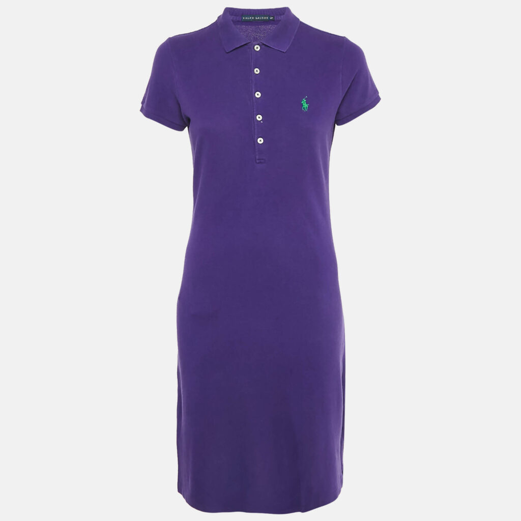 Ralph Lauren Purple Logo Embroidered Cotton Mini Polo T-Shirt Dress S