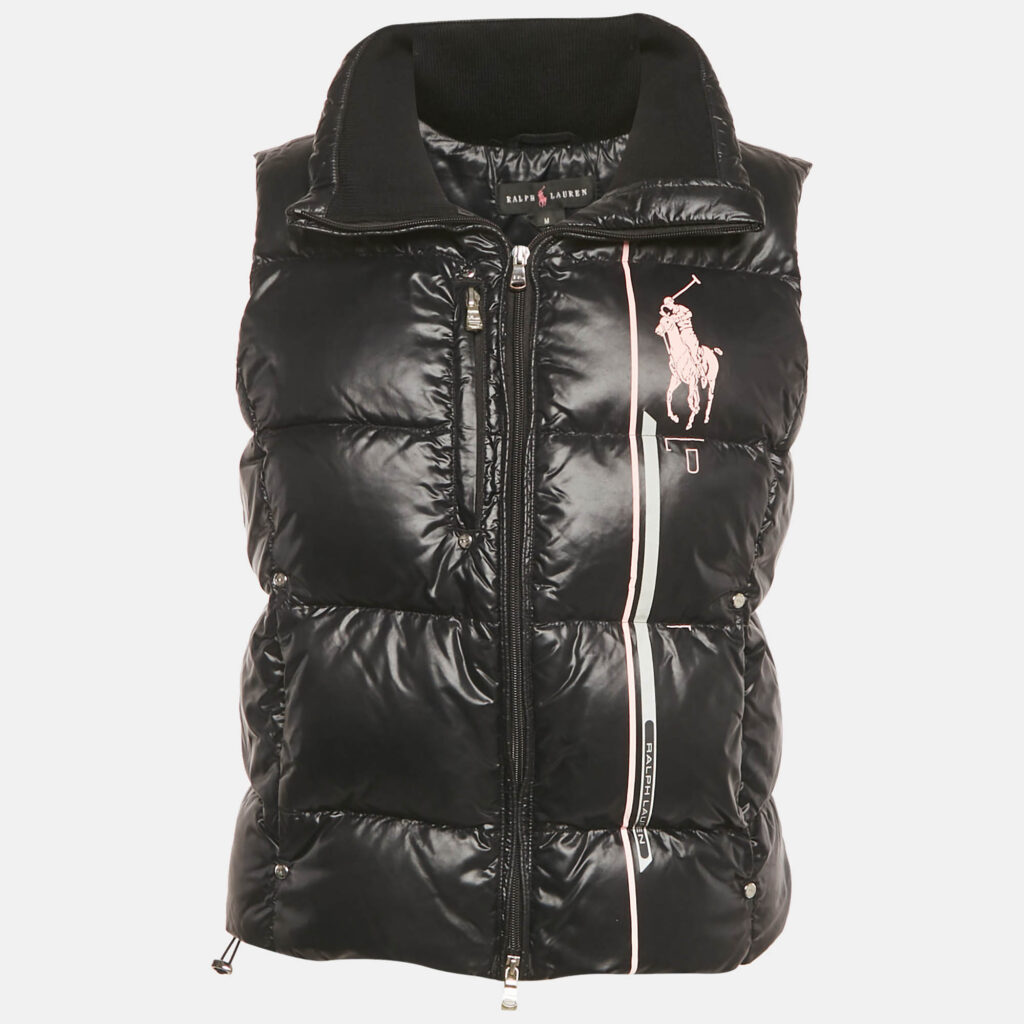 Ralph Lauren Black Printed Synthetic Down Vest M Ralph Lauren Black Printed Synthetic Down Vest M