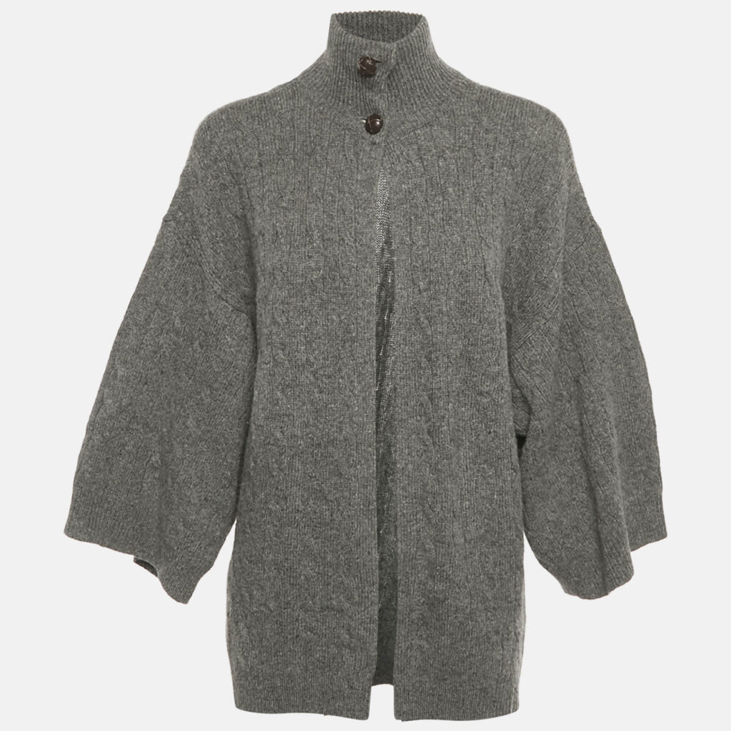 Ralph Lauren Sports Grey Wool Cable Knit Cardigan XS /S Ralph Lauren Sports Grey Wool Cable Knit Cardigan XS /S