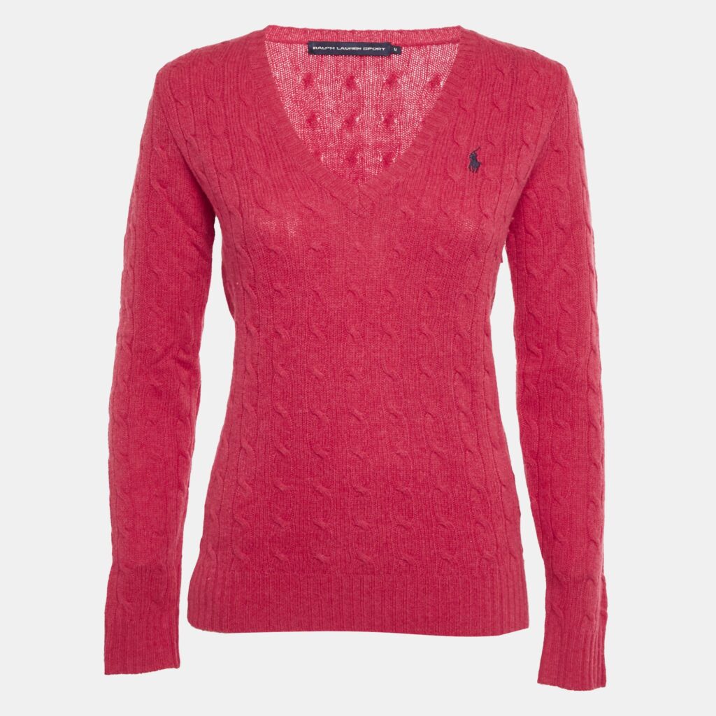 luxury-women-ralph-lauren-used-clothes-p1238524-001-1.jpg Ralph Lauren Sports Red Wool Cable Knit Sweater M