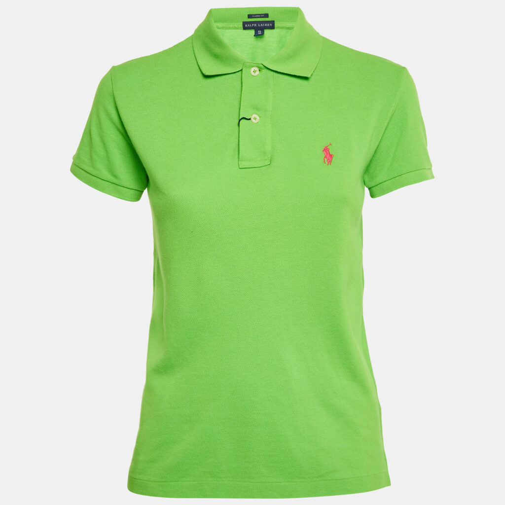 Ralph Lauren Green Logo Embroidered Cotton Classic Fit Polo T-Shirt XS
