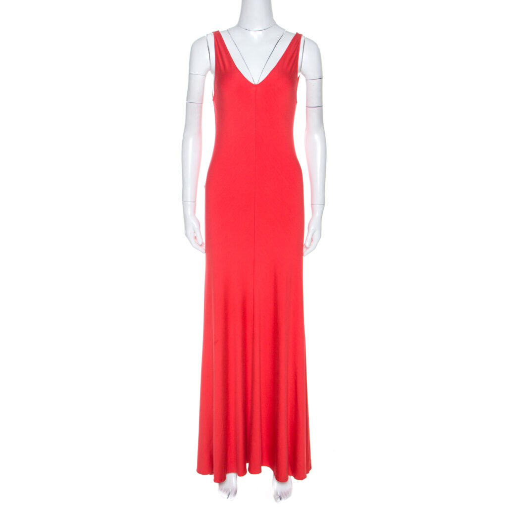 Ralph Lauren Coral Pink Jersey Sleeveless Jenny Maxi Dress M Ralph Lauren Coral Pink Jersey Sleeveless Jenny Maxi Dress M
