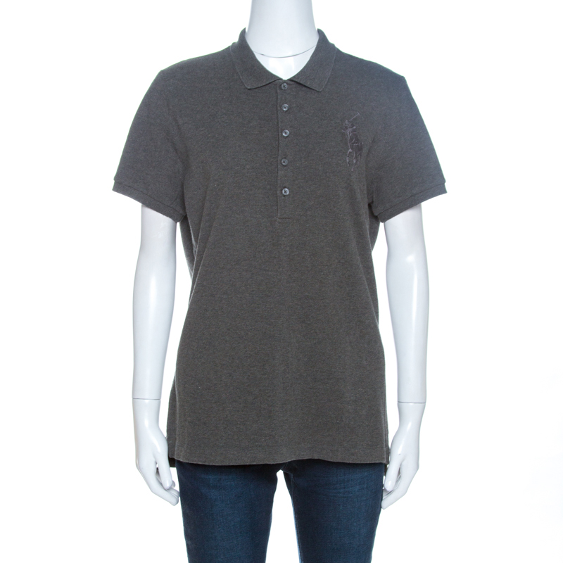 Ralph Lauren Grey Pique Cotton Skinny Polo T-Shirt XL Ralph Lauren Grey Pique Cotton Skinny Polo T-Shirt XL