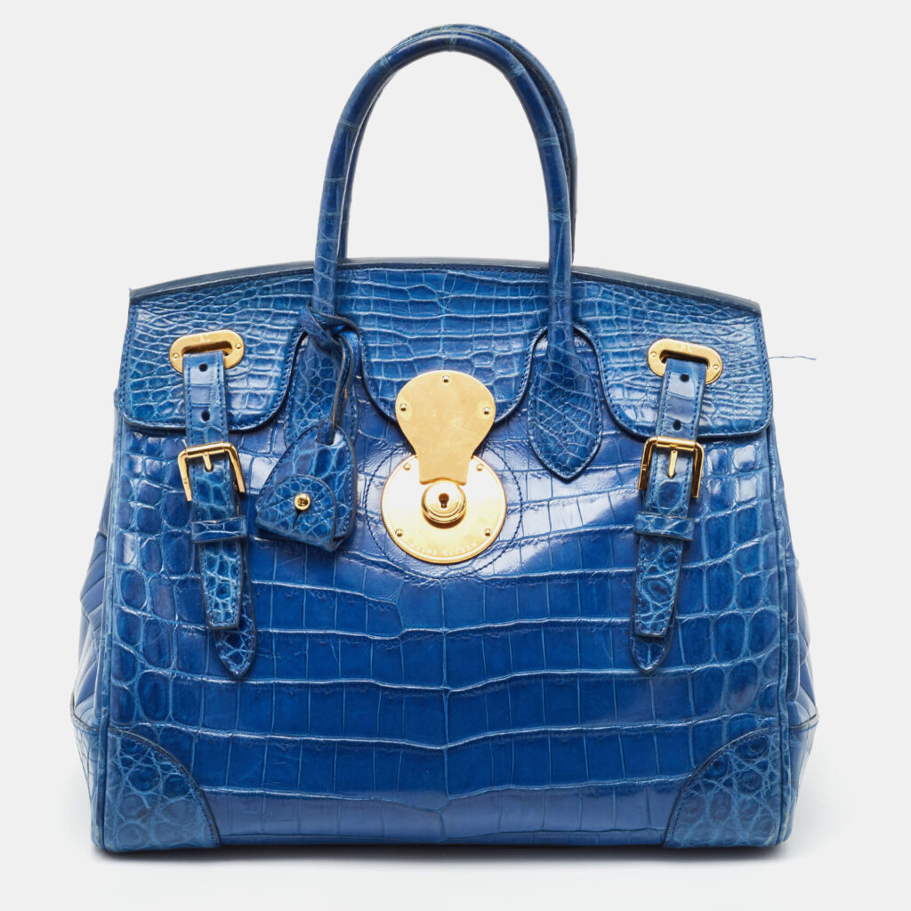 luxury-women-ralph-lauren-used-handbags-p936133-023.jpg Ralph Lauren Blue Shine Crocodile Ricky 33 Tote