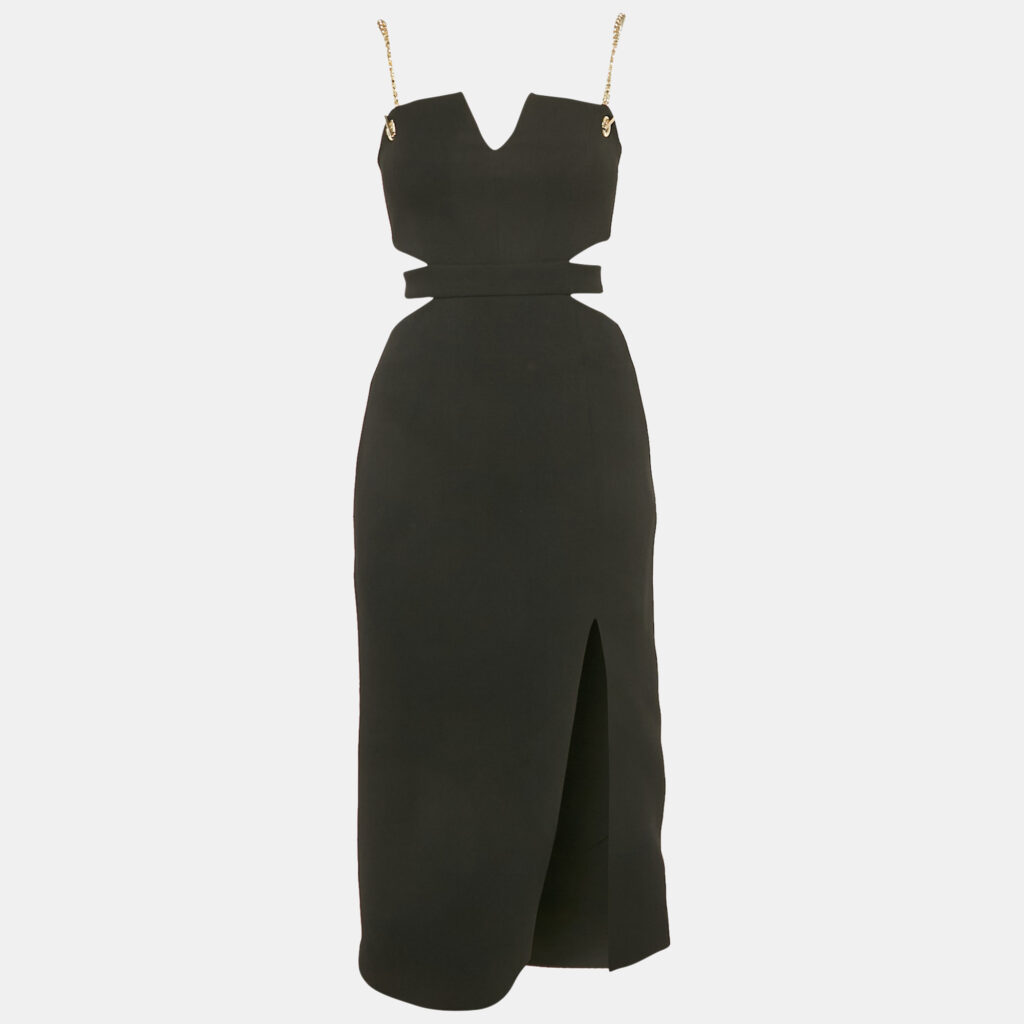 Rebecca Vallance Black Crepe Cut-Out Iman Midi Dress S