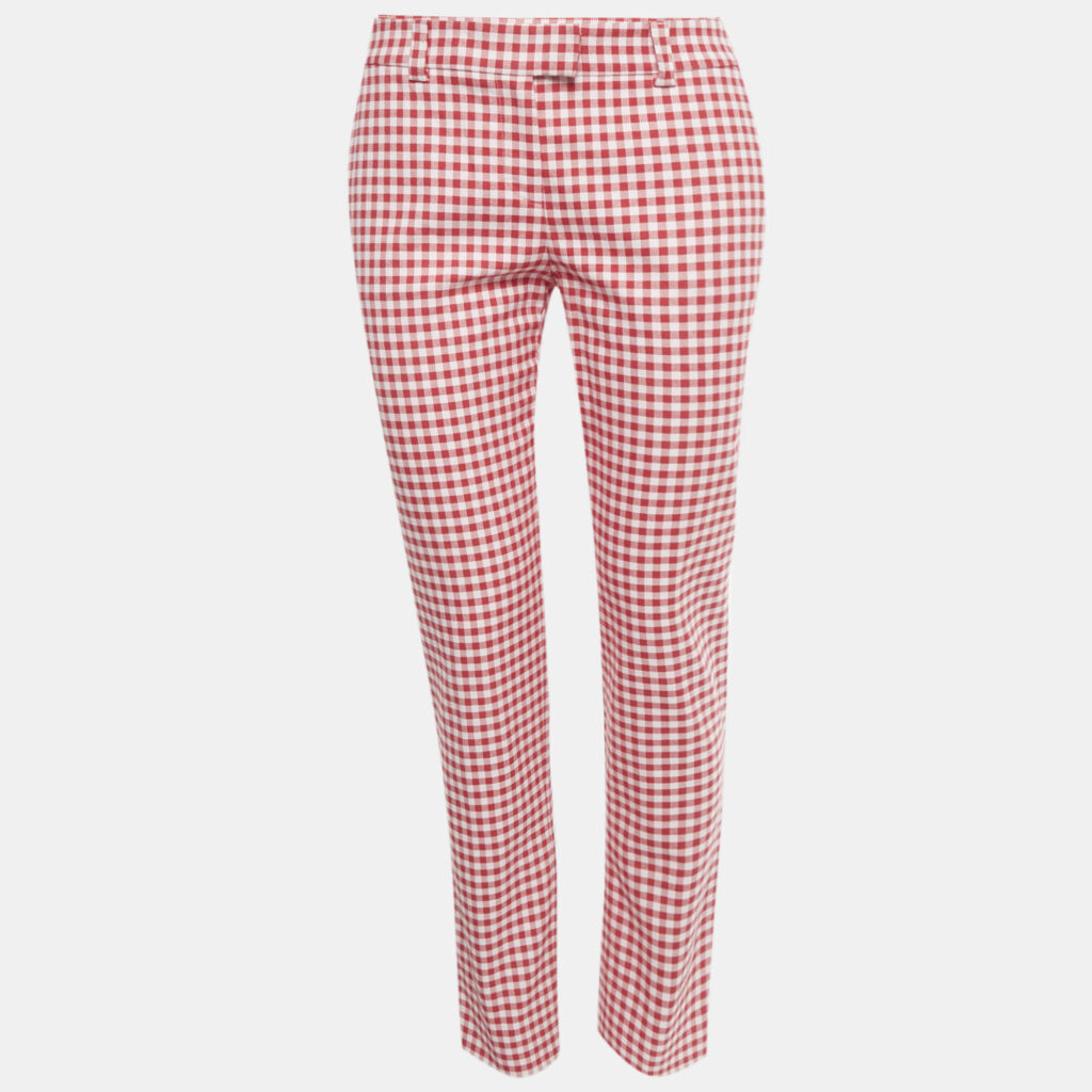 RED Valentino Red Gingham Cotton Trousers M