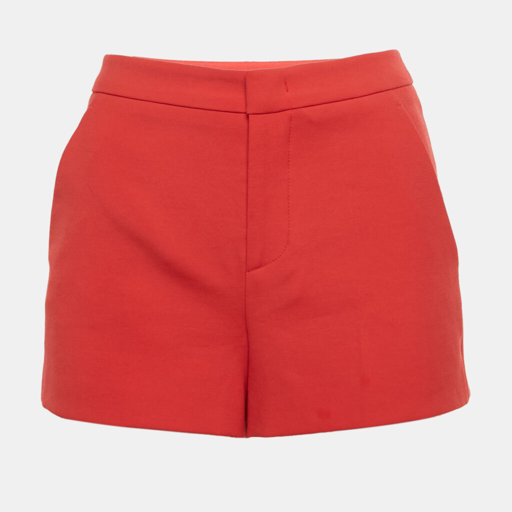 RED Valentino Red Crepe High Waisted Mini Shorts S