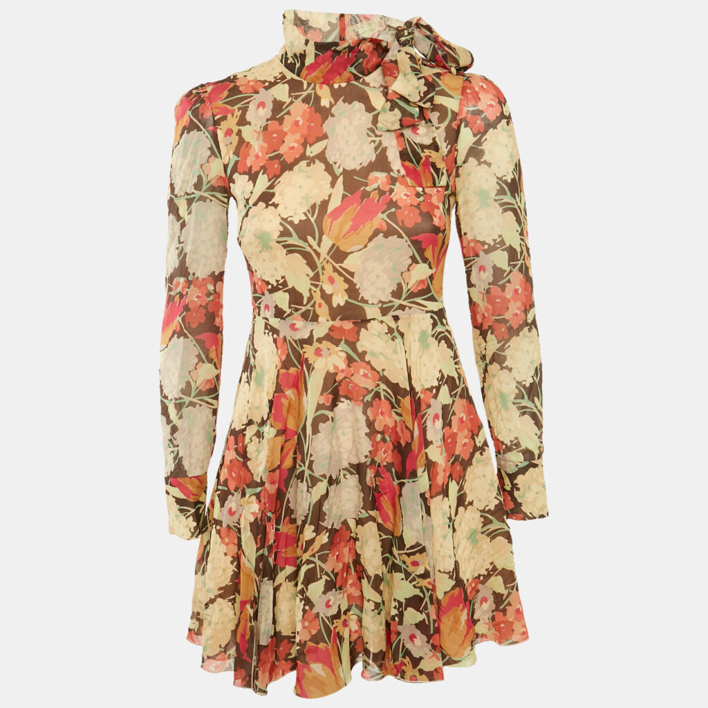 RED Valentino Pink Floral Print Silk Mini Dress S RED Valentino Pink Floral Print Silk Mini Dress S