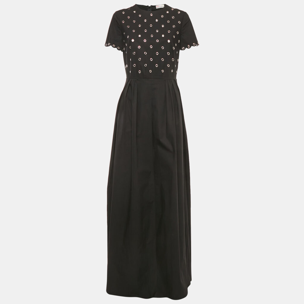 RED Valentino Black Grommet Cotton Gown M RED Valentino Black Grommet Cotton Gown M