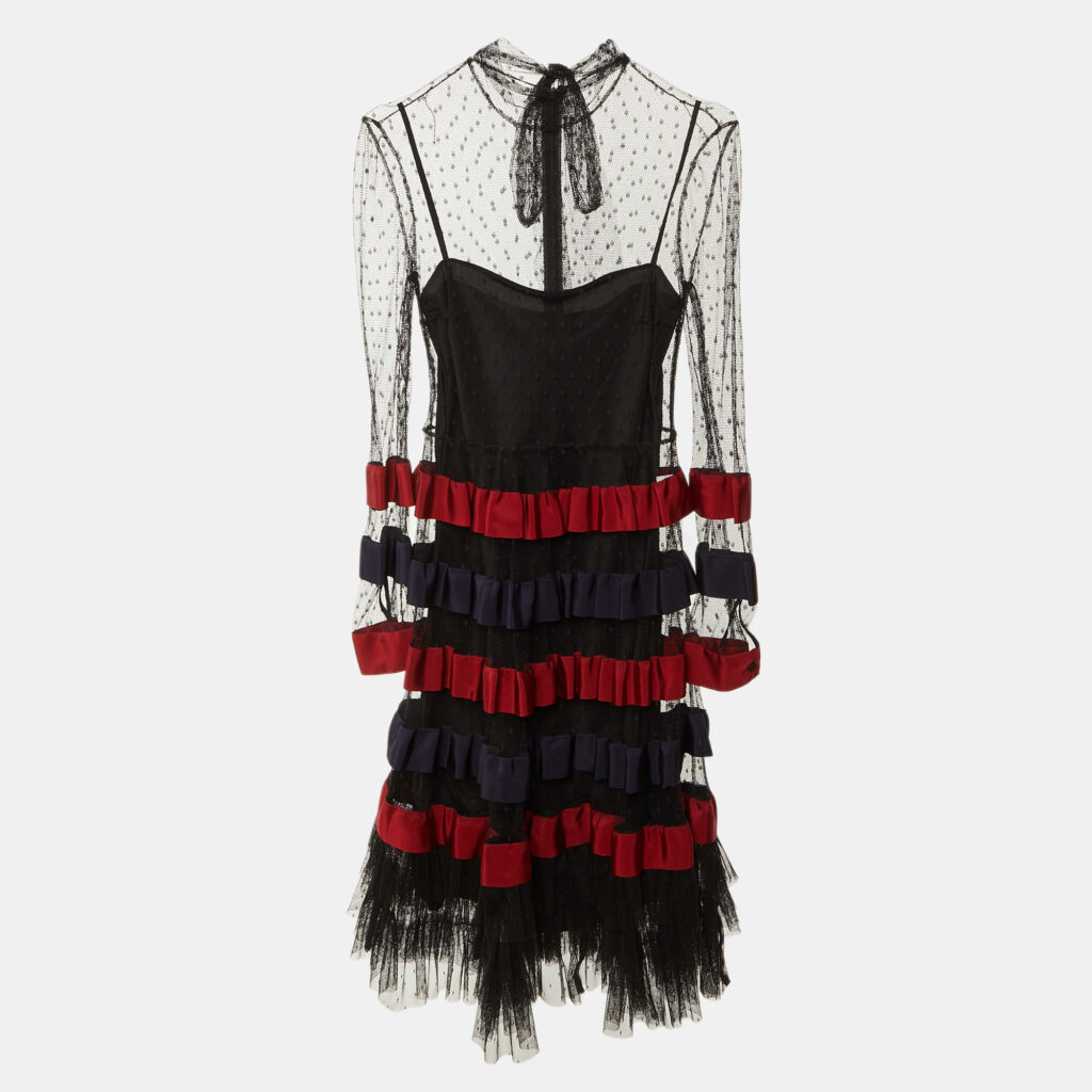 RED Valentino Black Tulle Tiered Mini Dress S RED Valentino Black Tulle Tiered Mini Dress S