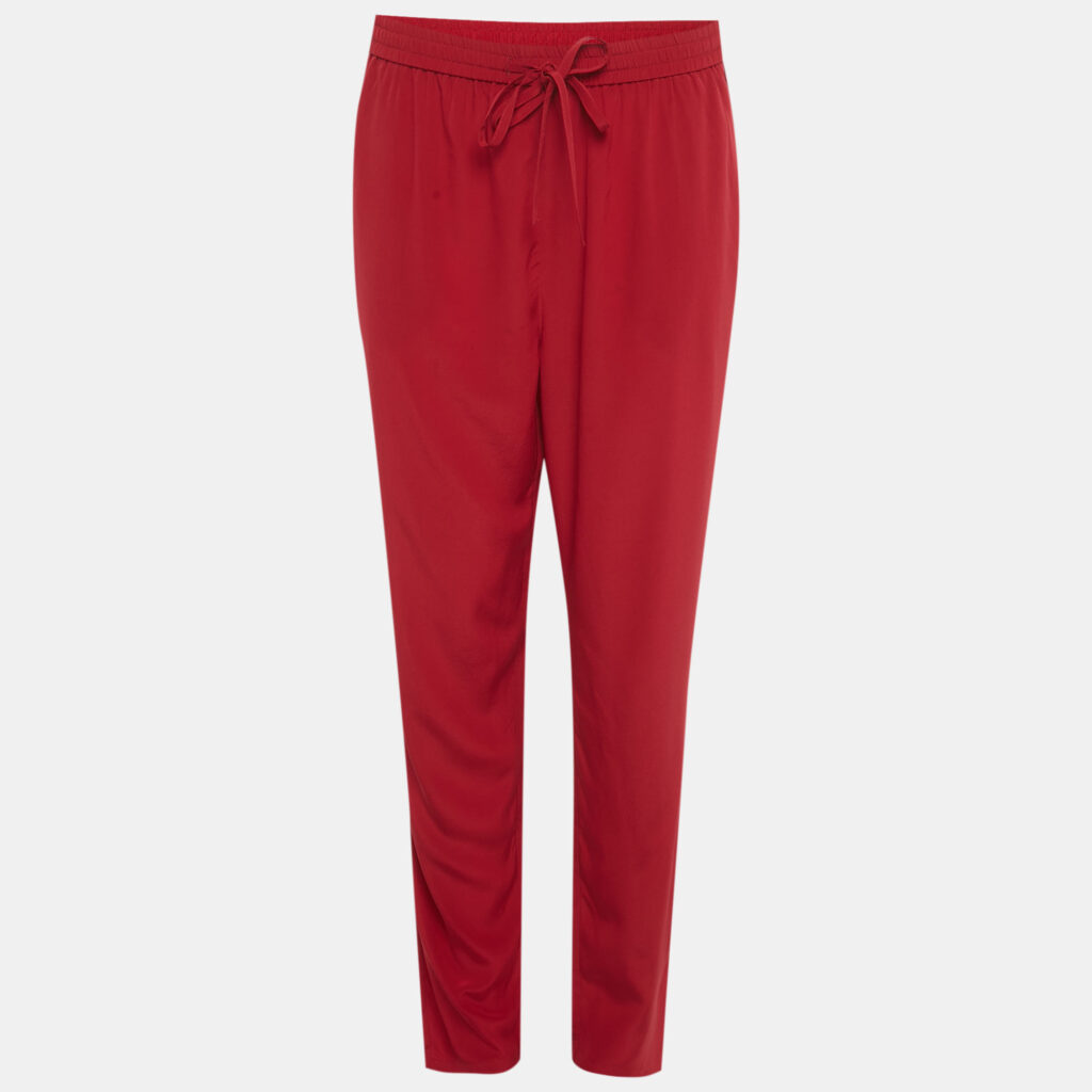 RED Valentino Red Silk Drawstring Trousers M RED Valentino Red Silk Drawstring Trousers M