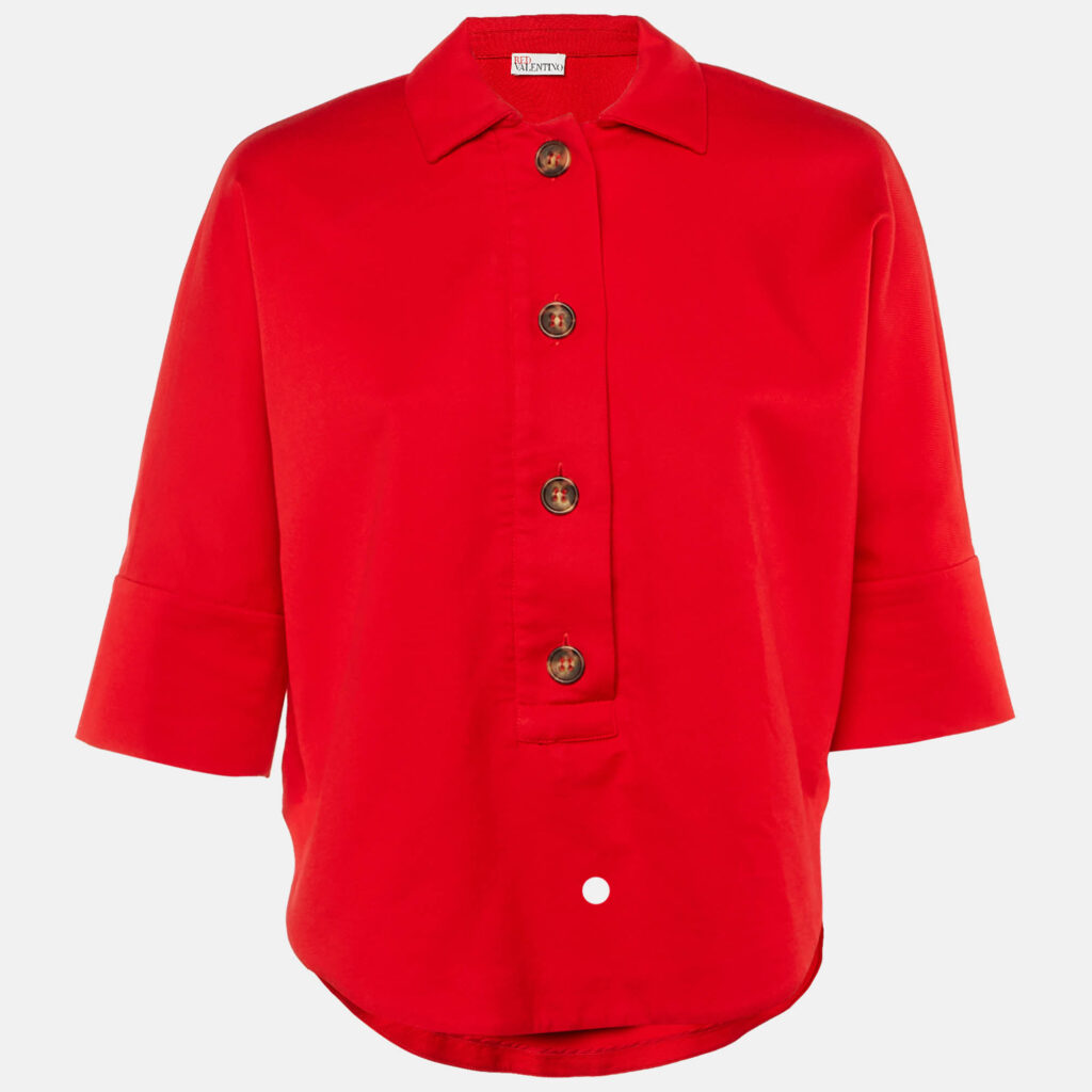 RED Valentino Red Cotton Button Front Top S RED Valentino Red Cotton Button Front Top S