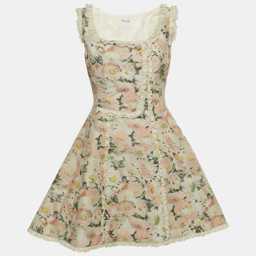 RED Valentino Pink Floral Print Cotton Sleeveless Mini Dress S RED Valentino Pink Floral Print Cotton Sleeveless Mini Dress S