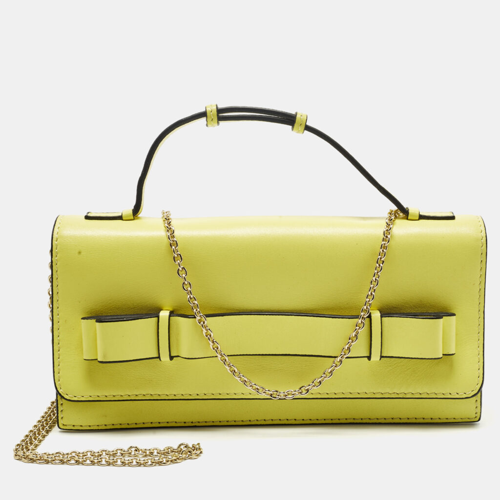RED Valentino Yellow Leather Chain Clutch RED Valentino Yellow Leather Chain Clutch