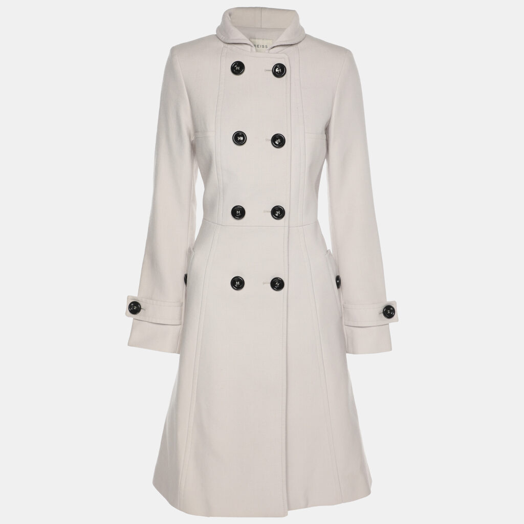 Reiss Off White Cotton and Wool Blend Trench Coat XS