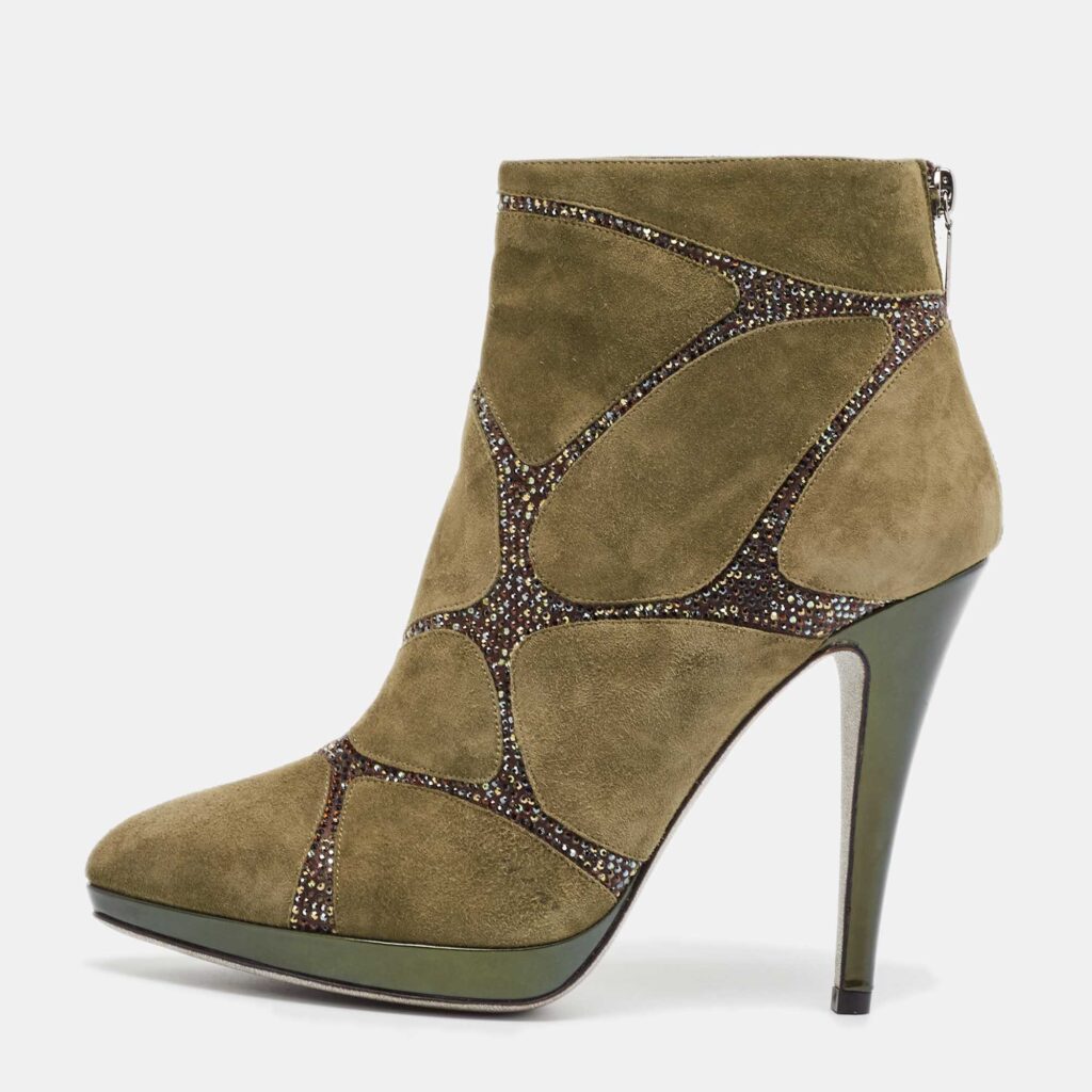 René Caovilla Green Suede Ankle Length Boots Size 39 René Caovilla Green Suede Ankle Length Boots Size 39