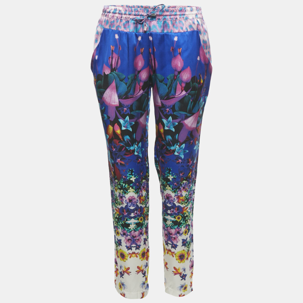 luxury-women-roberto-cavalli-new-clothes-p1224794-002.jpg Roberto Cavalli Blue Floral Print Stain Trousers L