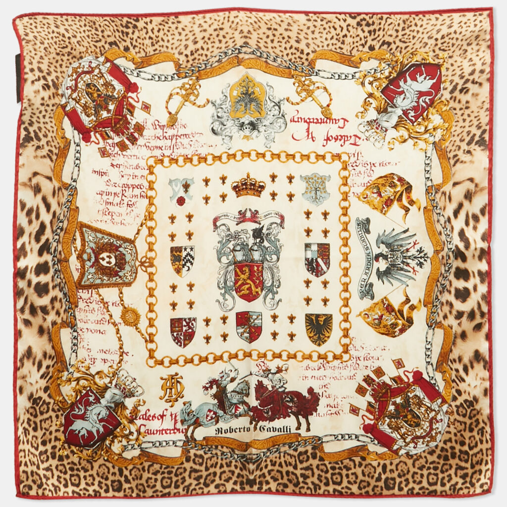 Roberto Cavalli Brown Leopard Print Silk Scarf Roberto Cavalli Brown Leopard Print Silk Scarf
