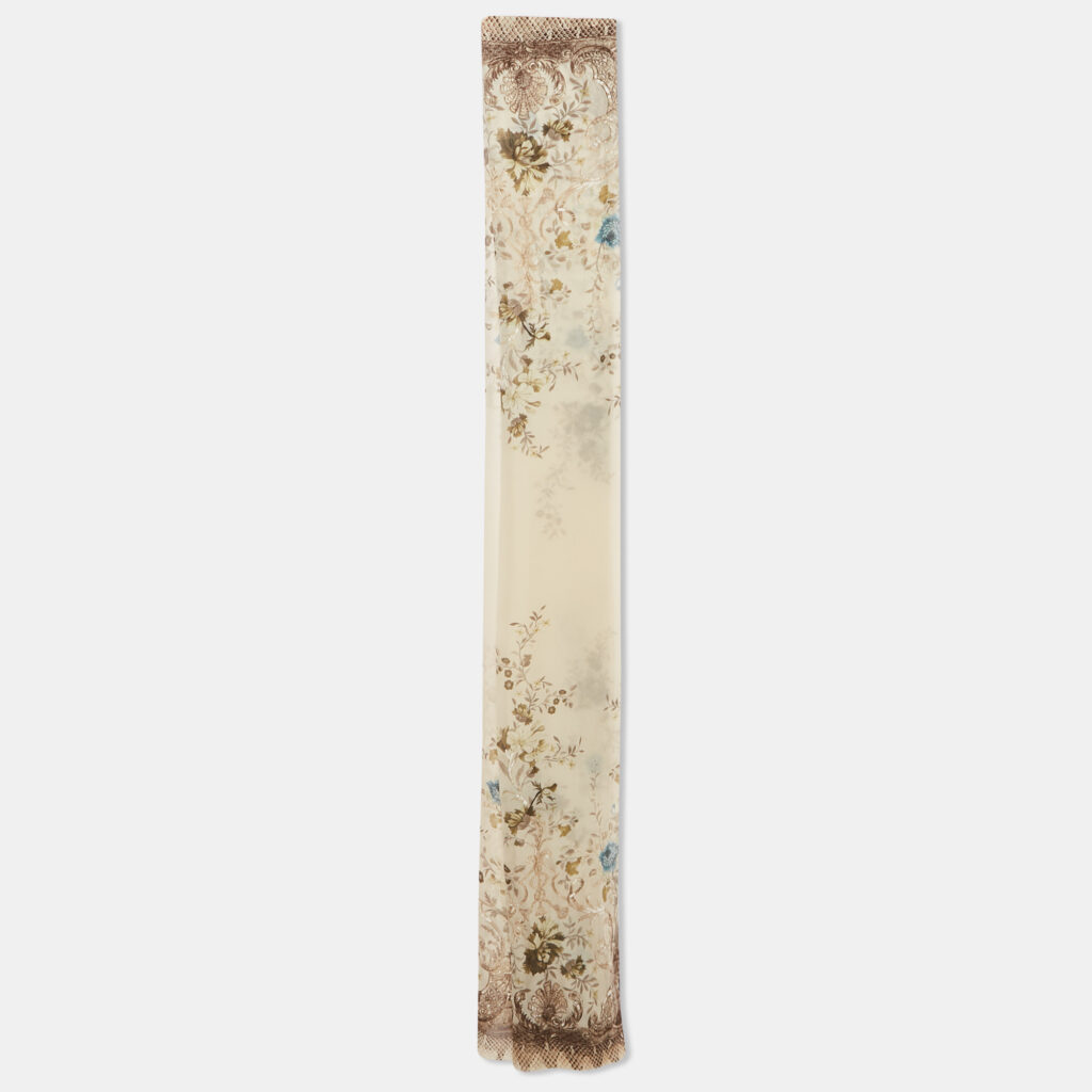 Roberto Cavalli Cream Floral and Snake Print Silk Stole Roberto Cavalli Cream Floral and Snake Print Silk Stole