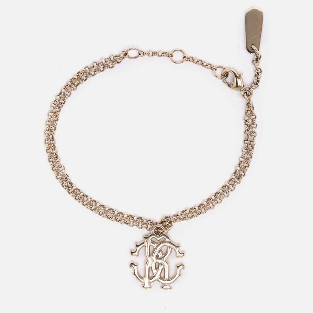 Roberto Cavalli Gold Tone Metal Logo Charm Bracelet Roberto Cavalli Gold Tone Metal Logo Charm Bracelet