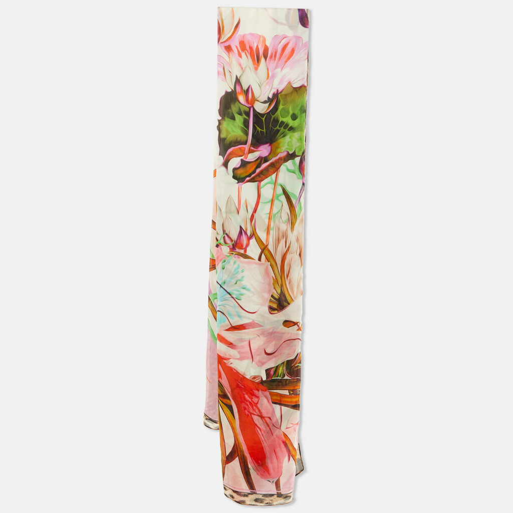 Roberto Cavalli Multicolor Floral Print Silk Stole Roberto Cavalli Multicolor Floral Print Silk Stole