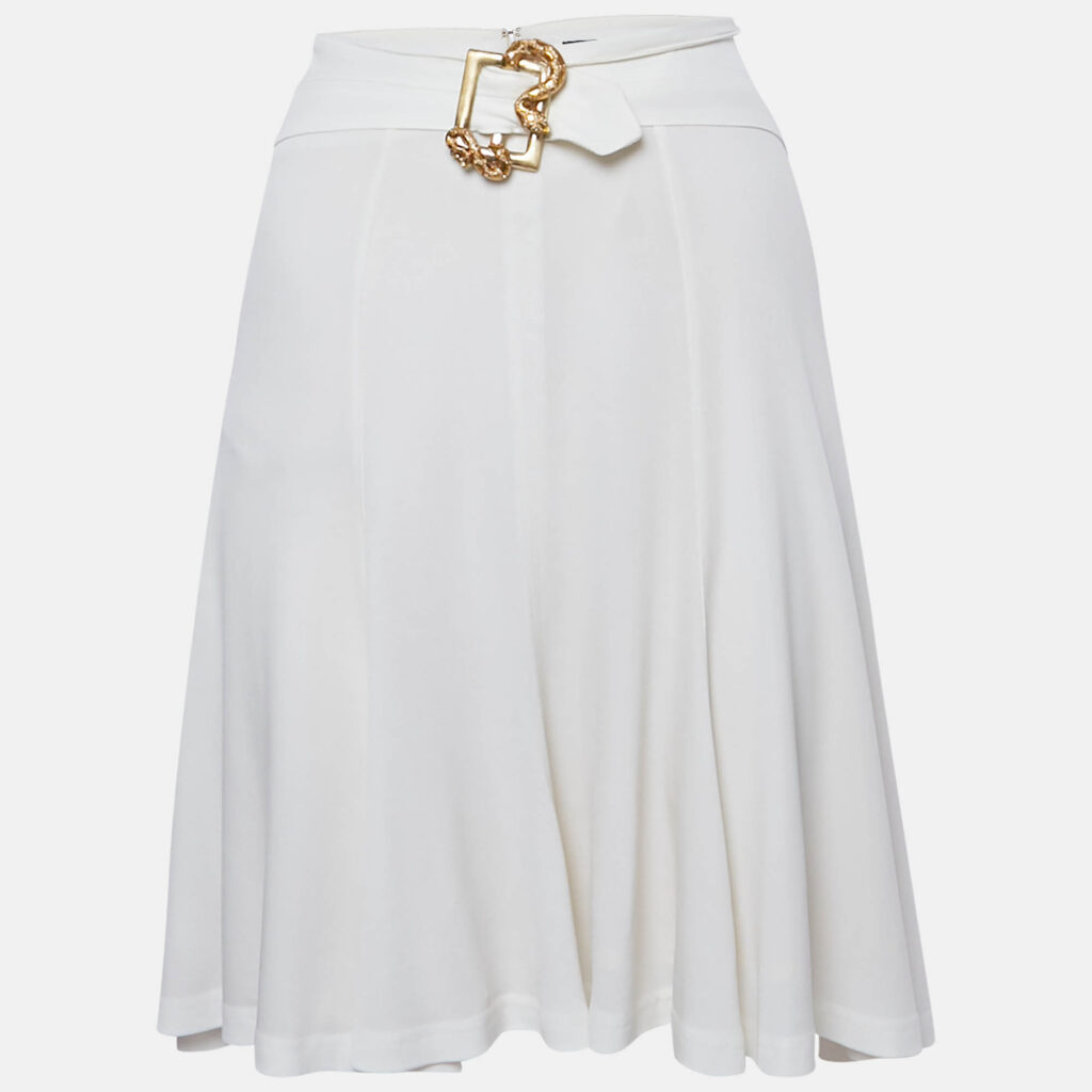 Roberto Cavalli White Jersey Embellished Waist Mini Skirt M Roberto Cavalli White Jersey Embellished Waist Mini Skirt M