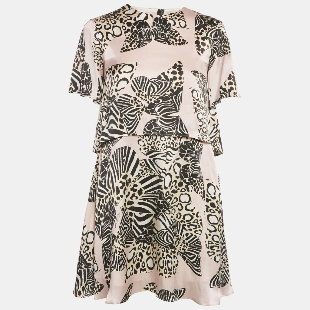 Roberto Cavalli Pink Printed Silk Mini Dress L