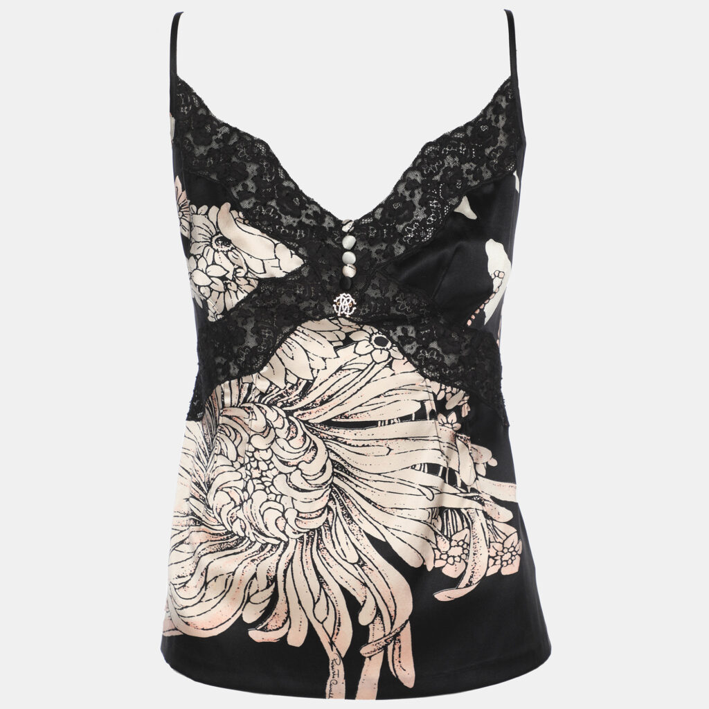Roberto Cavalli Multicolor Floral Print Stretch Silk Camisole Tops M Roberto Cavalli Multicolor Floral Print Stretch Silk Camisole Tops M