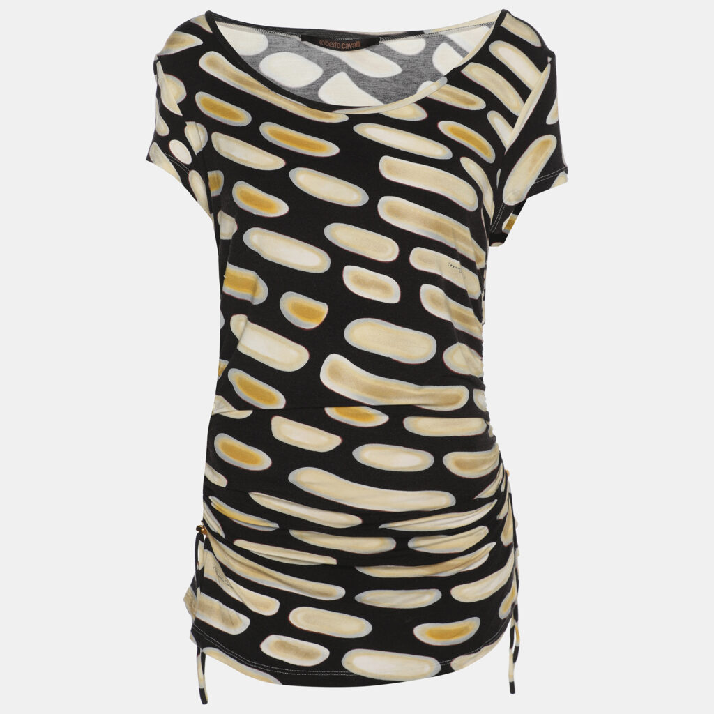 Roberto Cavalli Multicolor Jersey Ruched Top L Roberto Cavalli Multicolor Jersey Ruched Top L