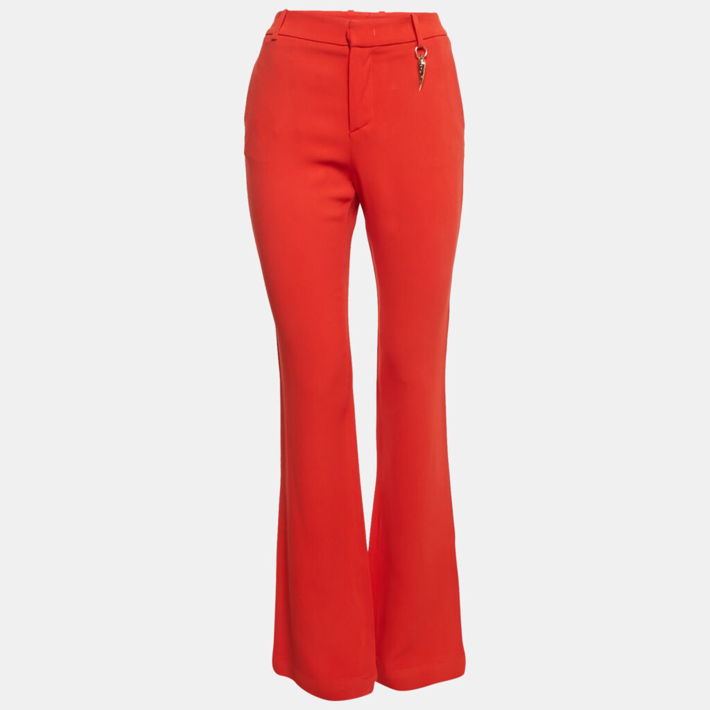 Roberto Cavalli Red Crepe Flared Charm Trousers M