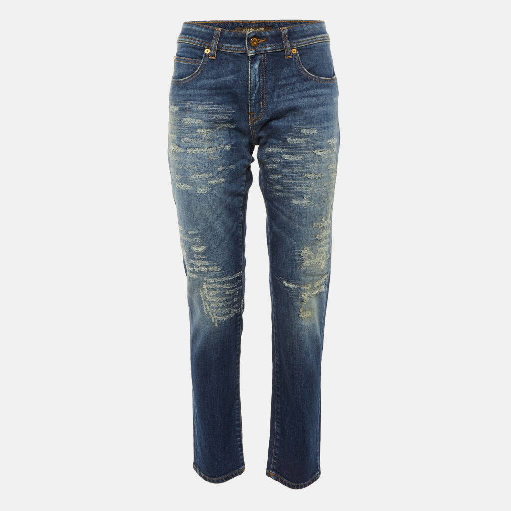 Roberto Cavalli Blue Denim Distressed Skinny Jeans M/Waist 32" Roberto Cavalli Blue Denim Distressed Skinny Jeans M/Waist 32"