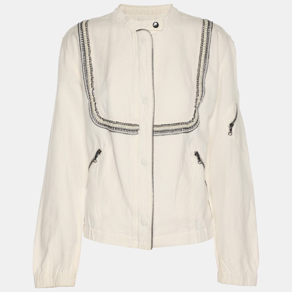Roberto Cavalli Cream Linen Blend Zip Jacket M Roberto Cavalli Cream Linen Blend Zip Jacket M