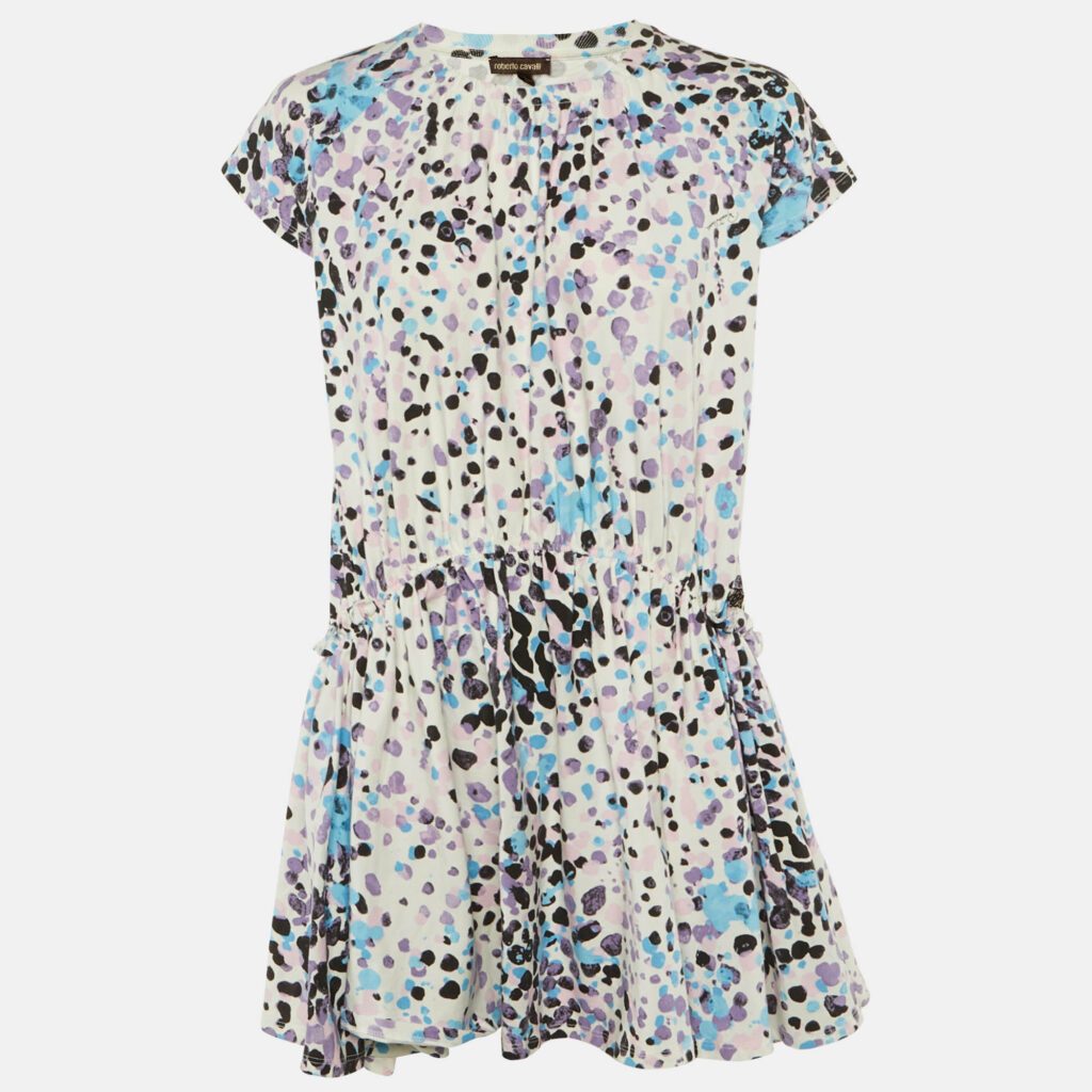 luxury-women-roberto-cavalli-used-clothes-p1241019-006-1.jpg Roberto Cavalli Kids White Printed Cotton Flared Dress L (14-16 Yrs)