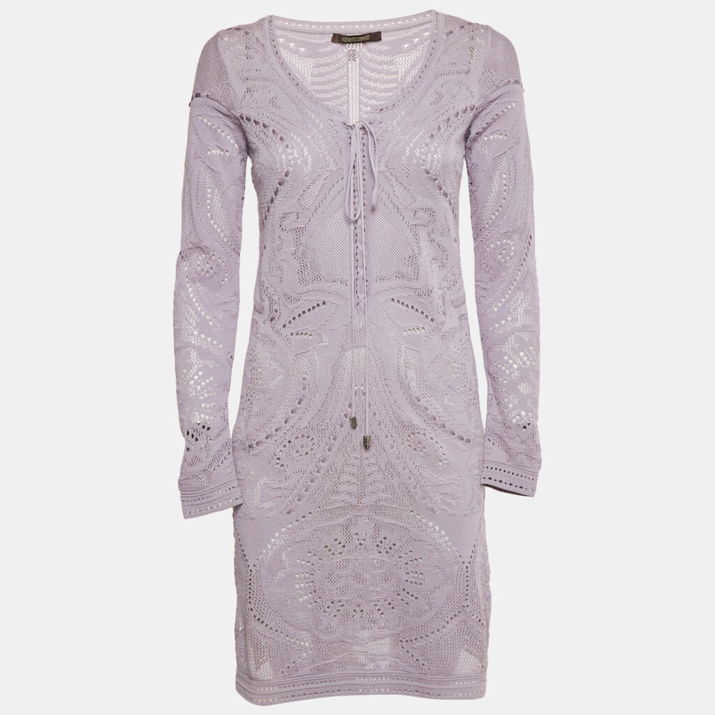 Roberto Cavalli Lavender Knit Mini Dress S Roberto Cavalli Lavender Knit Mini Dress S