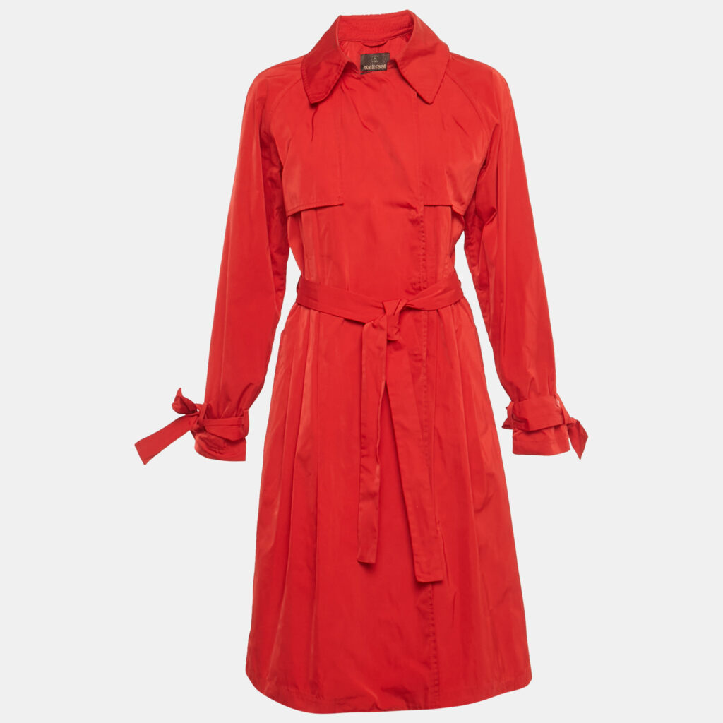 luxury-women-roberto-cavalli-used-clothes-p1244676-003-1.jpg Roberto Cavalli Red Taffeta Belted Trench Coat M