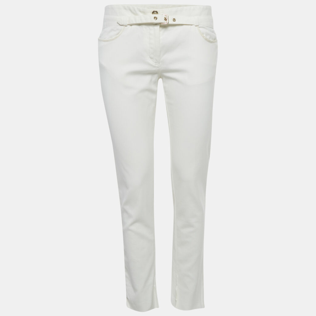 Roberto Cavalli White Cotton Skinny Trousers M Roberto Cavalli White Cotton Skinny Trousers M