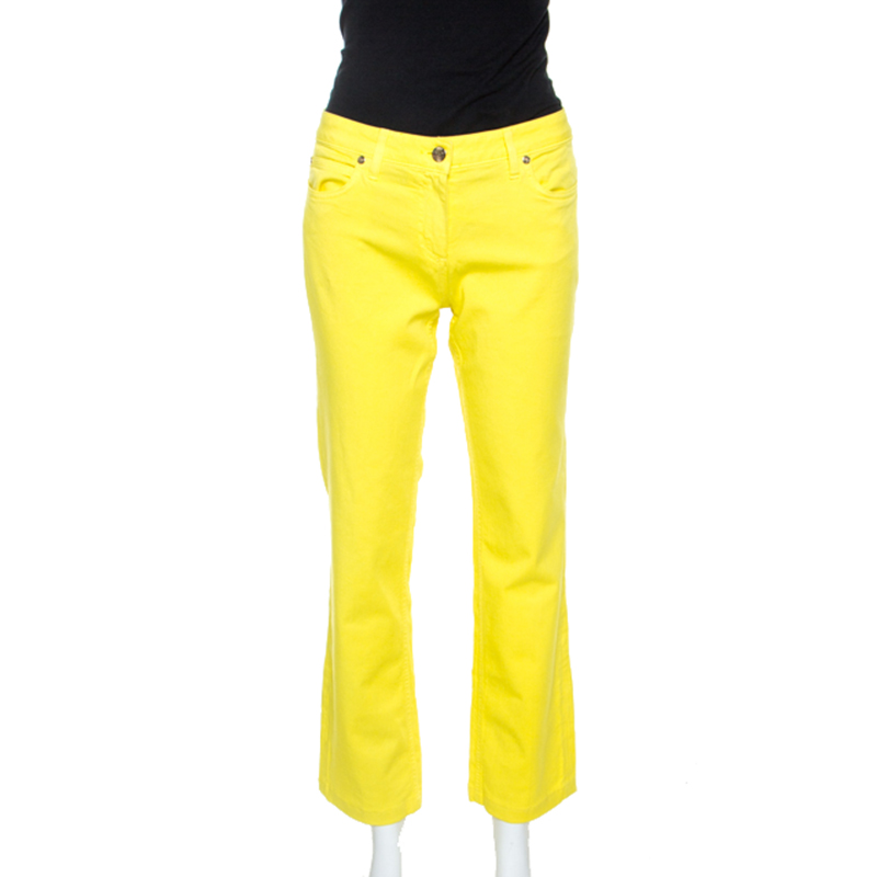 Roberto Cavalli Yellow Denim Embroidered Back Pocket Jeans M Roberto Cavalli Yellow Denim Embroidered Back Pocket Jeans M