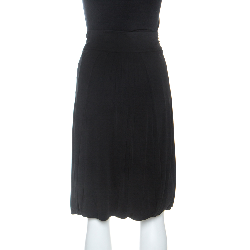 Roberto Cavalli Black Knit Gathered Detail Skirt S