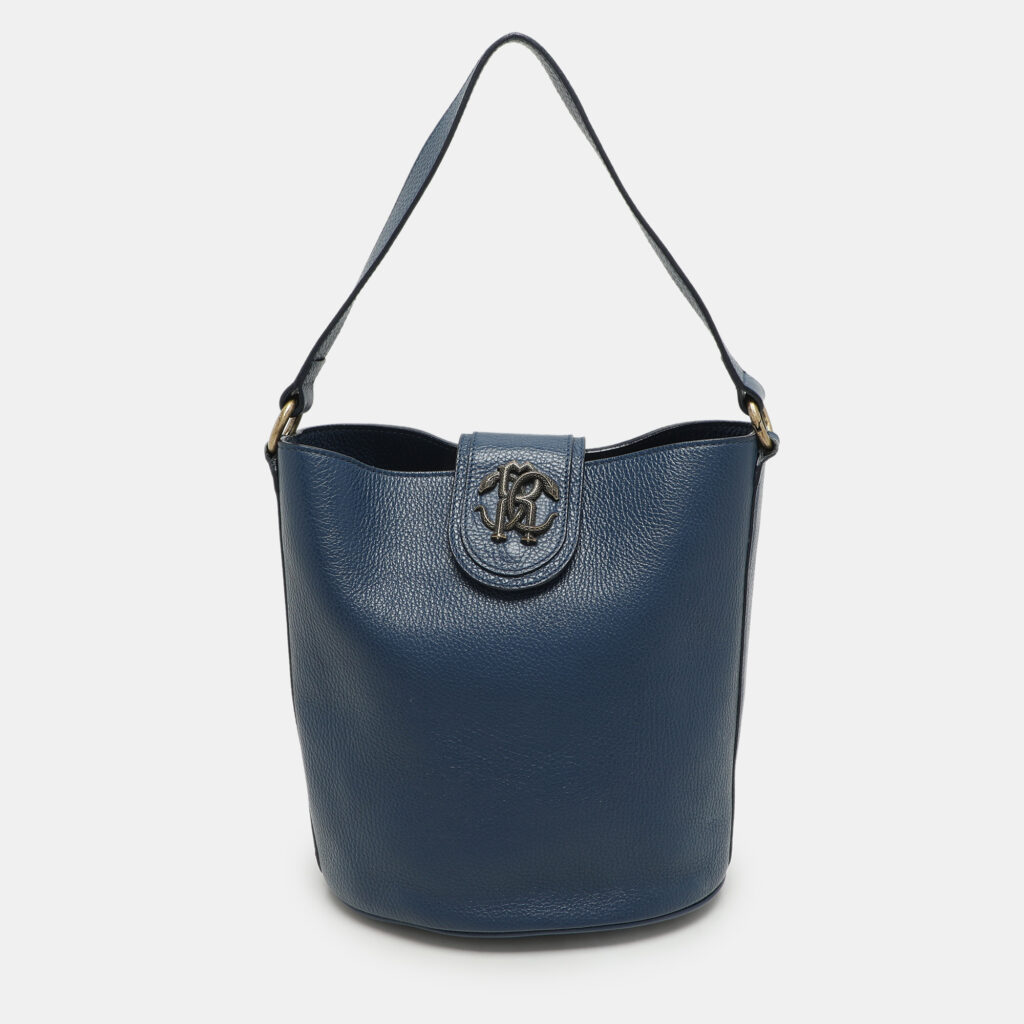 Roberto Cavalli Blue Leather Bucket Bag Roberto Cavalli Blue Leather Bucket Bag