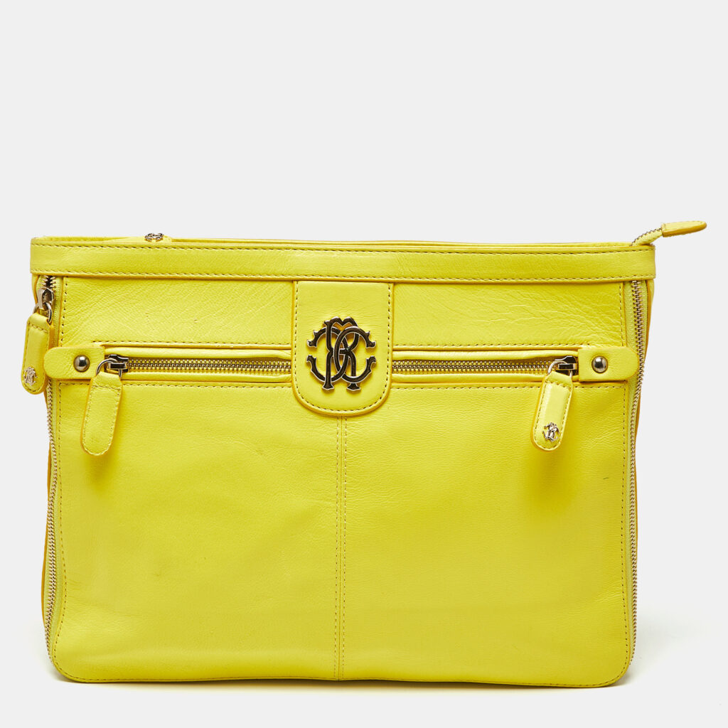 Roberto Cavalli Yellow Leather RC Zip Around Clutch Roberto Cavalli Yellow Leather RC Zip Around Clutch