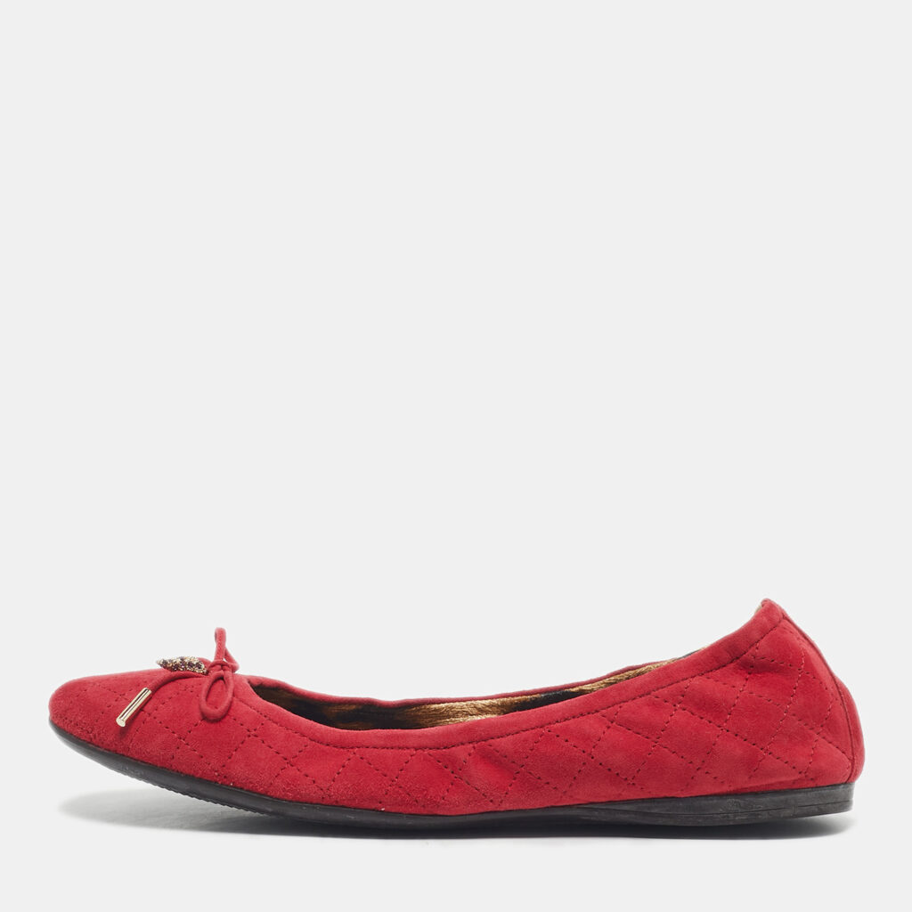 Roberto Cavalli Red Suede Scrunch Ballet Flats Size 39 Roberto Cavalli Red Suede Scrunch Ballet Flats Size 39