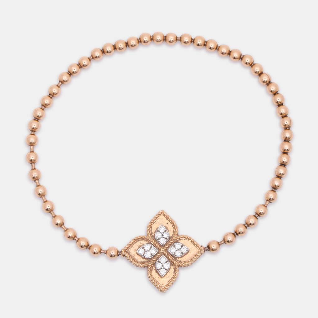 Roberto Coin Diamond Princess Flower 18k Rose Gold Stretchable Bracelet Roberto Coin Diamond Princess Flower 18k Rose Gold Stretchable Bracelet