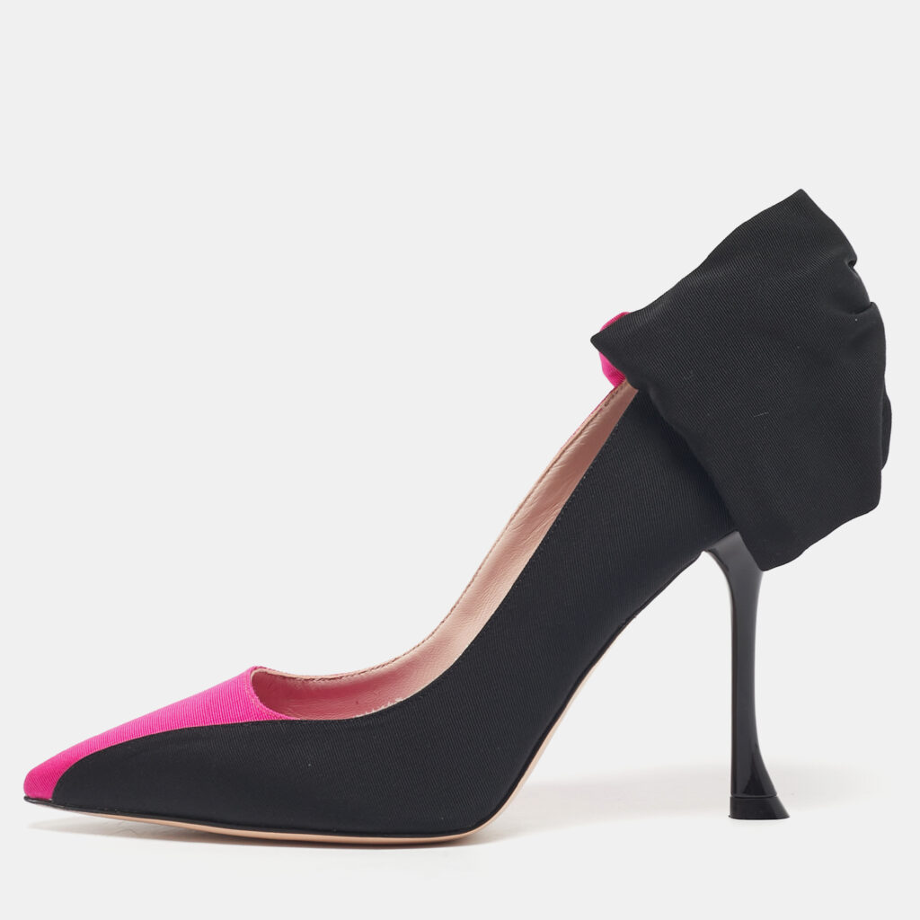 Roger Vivier Pink/Black Fabric Bibow Pumps Size 36 Roger Vivier Pink/Black Fabric Bibow Pumps Size 36