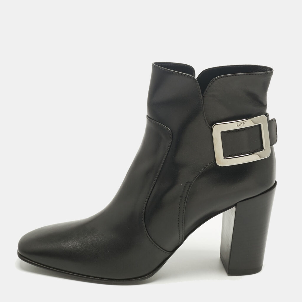 Roger Vivier Black Leather Polly Booties Size 40.5 Roger Vivier Black Leather Polly Booties Size 40.5