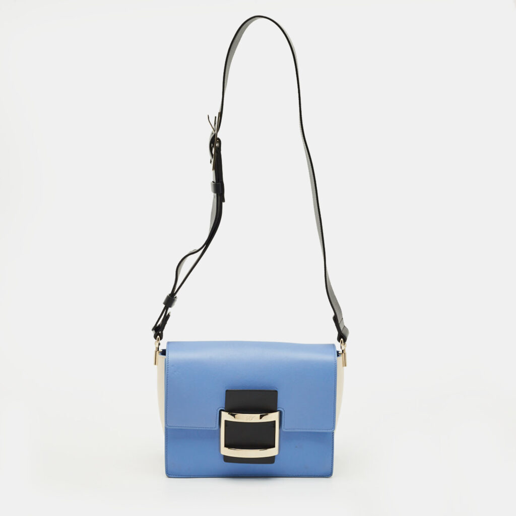 Roger Vivier Tricolor Leather Viv Flap Shoulder Bag Roger Vivier Tricolor Leather Viv Flap Shoulder Bag