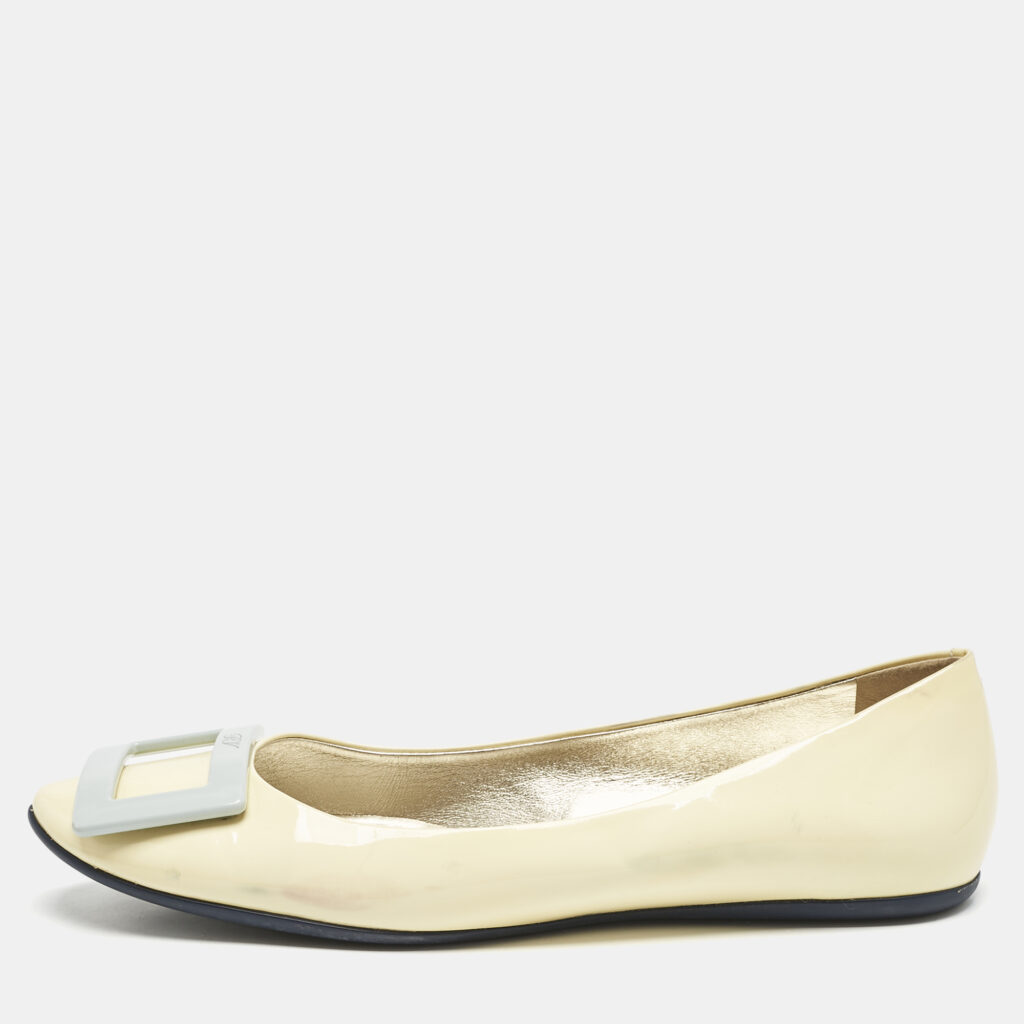 Roger Vivier Yellow Patent Leather Trompette Ballet Flats Size 39 Roger Vivier Yellow Patent Leather Trompette Ballet Flats Size 39