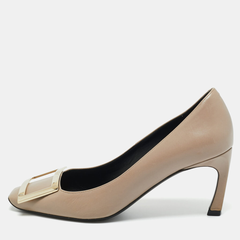 Roger Vivier Grey Leather Belle Vivier Trompette Pumps Size 35.5 Roger Vivier Grey Leather Belle Vivier Trompette Pumps Size 35.5