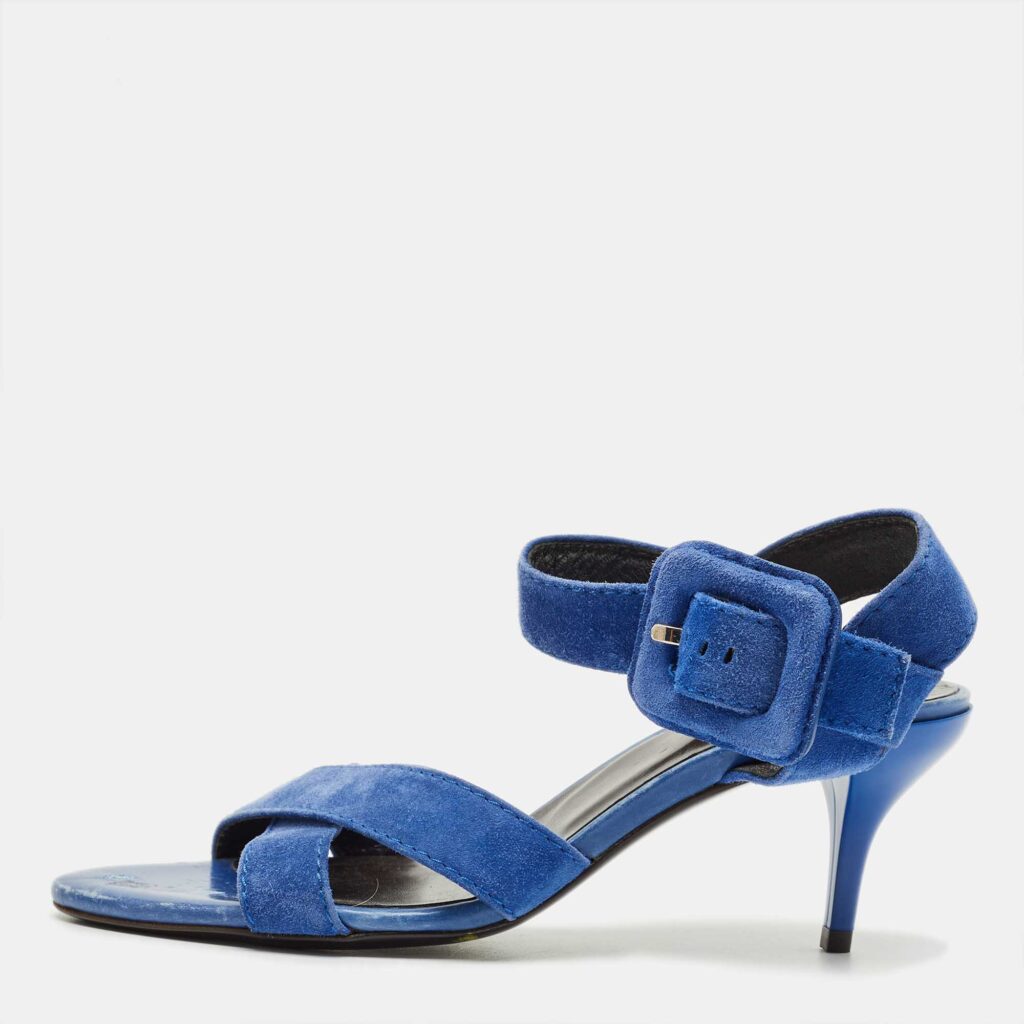 luxury-women-roger-vivier-used-shoes-p1221444-001.jpg Roger Vivier Blue Suede Crisscross Ankle Strap Sandals Size 35