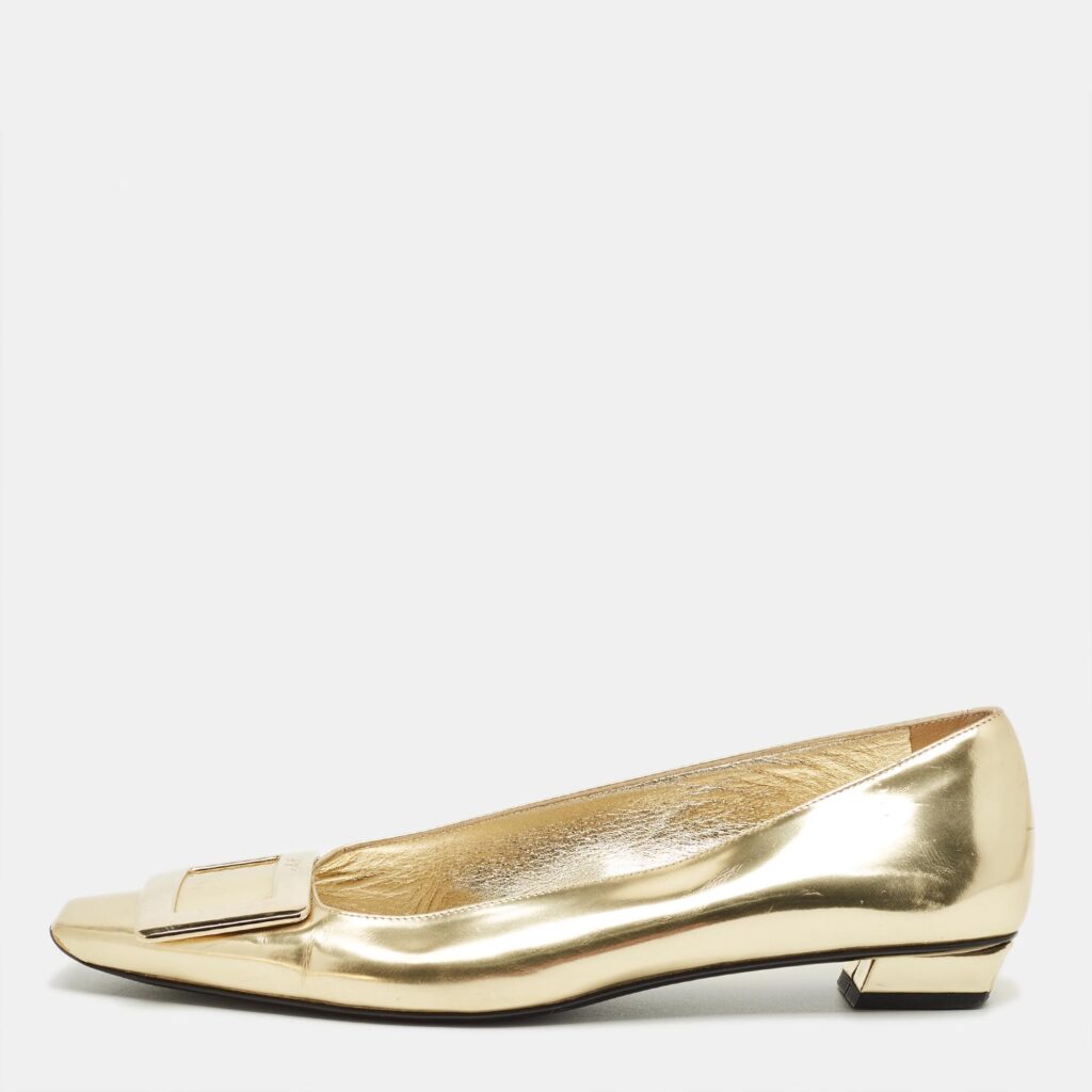 Roger Vivier Gold Patent Leather Belle Vivier Ballet Flats Size 38.5 Roger Vivier Gold Patent Leather Belle Vivier Ballet Flats Size 38.5